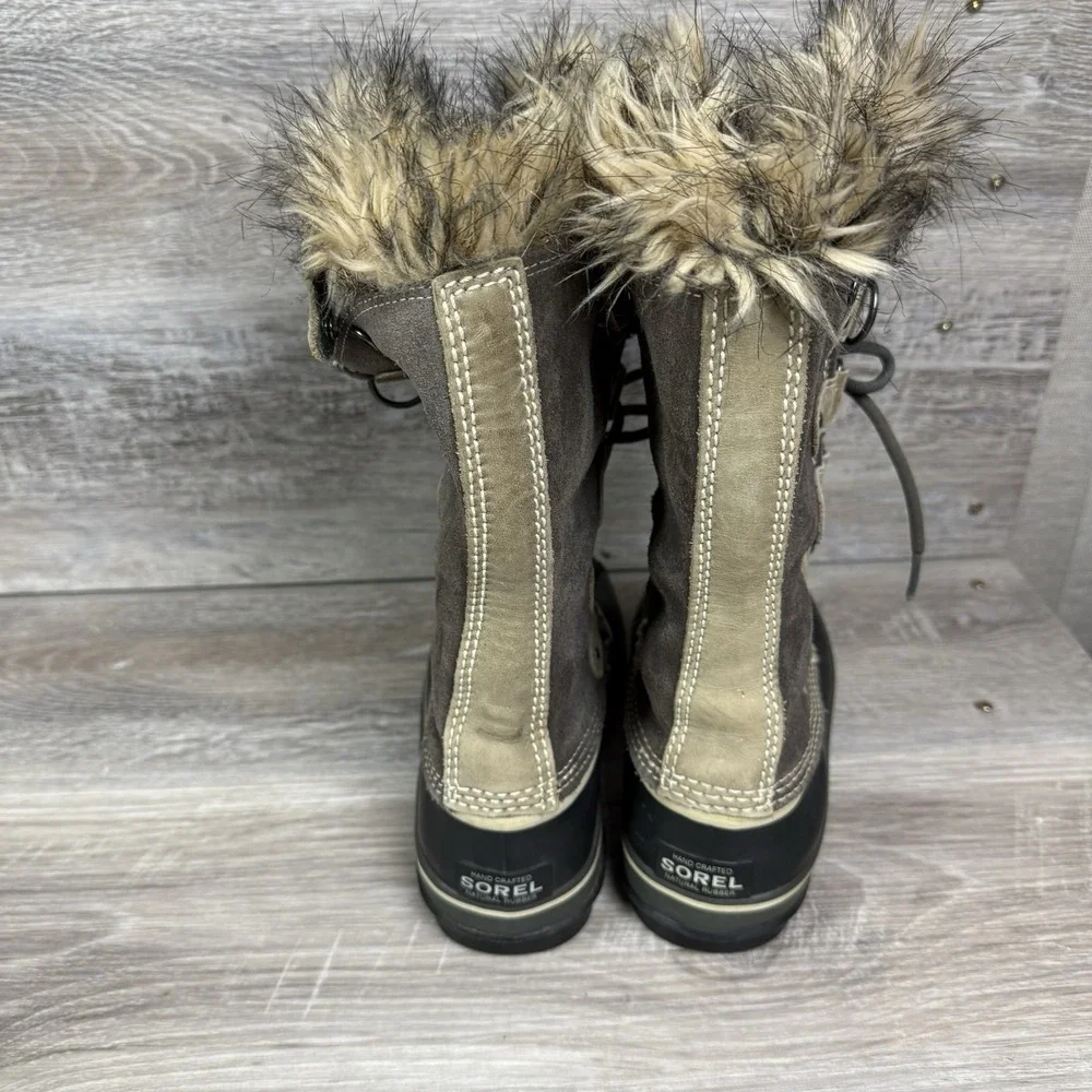 Sorel Joan Of Arctic Tall Womens Sz 6 Brown Waterproof Fur Snow Boot NL1540-051‎ - Picture 6 of 9